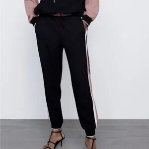 Zara Black Joggers with side stripes